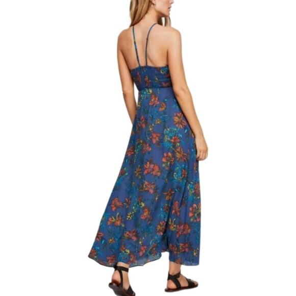 Free People One Step Ahead Maxi Dress in Blue Size Small Festival Boho - Picture 2 of 12
